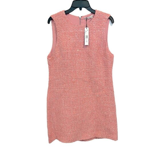 Alice & Olivia Coley Metallic Boucle Square Neck Mini Dress - Picture 6 of 8